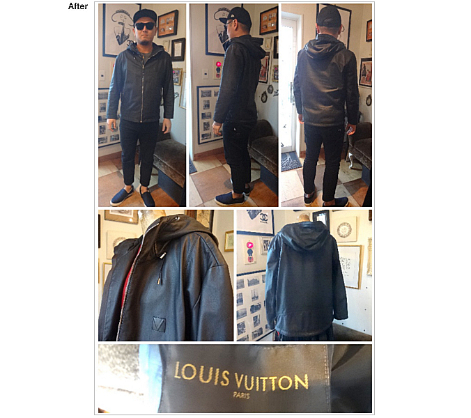 ルイヴィトン　Louis Vuitton　レザーパーカー　メンズ　レザー　お直し　ヴィトンレザー,お直し　表参道